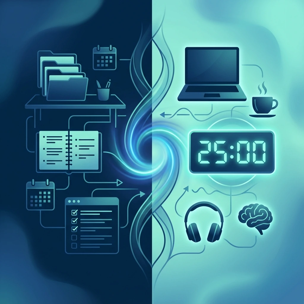 GTD and Pomodoro productivity methods merging together