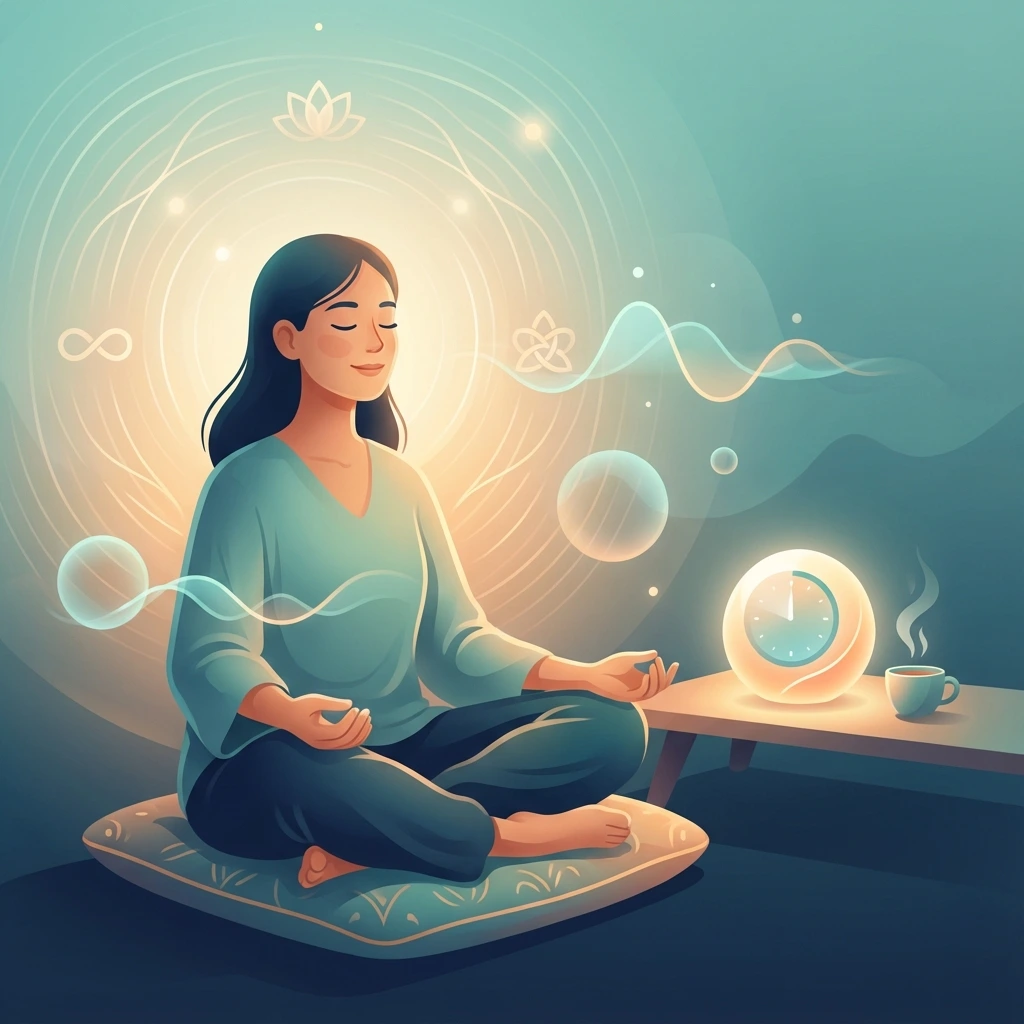 Person in peaceful meditation pose during Pomodoro break