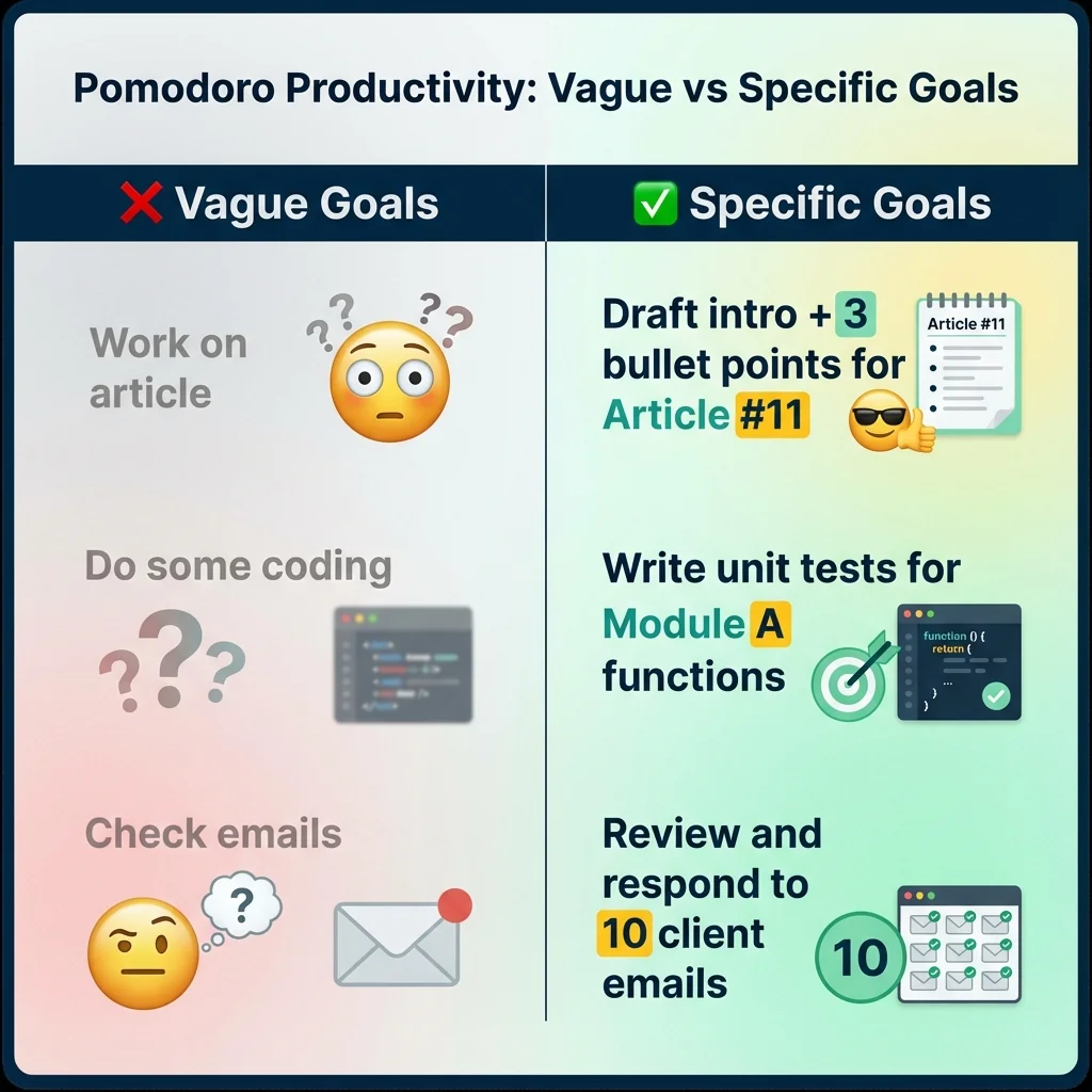 Comparison of Vague vs Specific Pomodoro Goals